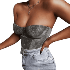 Love&Lemonade Sexy Tube Top Chest Cup Skeleton Support Glitter Elastic Fabric Top LM81760