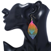 Vintage Leaves Drop Earrings Luxury Boho Bohemian Leaf Dangle Earrings Hollow Out