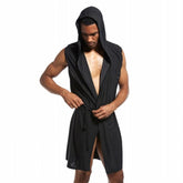 Men's Ice Silk Hooded Bathrobe Pajamas