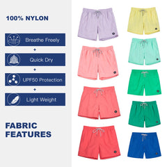 Men's Swimming Shorts with Pockets and Mesh Lining Quick Dry Solid Beach Board
