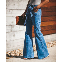 Retro Bell Bottom Stretch High Waist Wide Leg Jeans