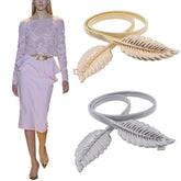 Women Metal Vintage Waist Belt Leaf Design Chain