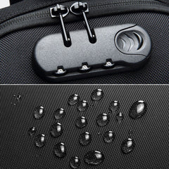 Men Oxford Password Lock Anti-theft Waterproof Reflective Design Crossbody Bag Multi-compartments USB Charging Chest Bag