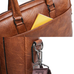 Men's Vintage PU Leather Multi-Pocket Messenger Crossbody Shoulder Bag