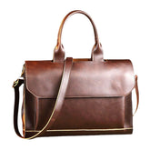 Men's Retro PU Leather Multi-Compartment Briefcase Messenger Bag