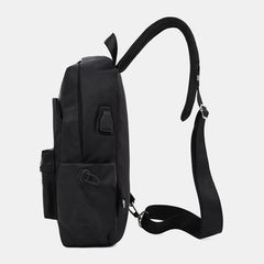 Men's Large Capacity Oxford Crossbody Chest Bag with Multi-Pockets