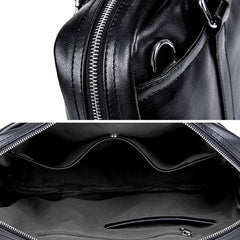Men Artificial Leather Business Casual Briefcase Large Capacity Multifunctional Handbag Shoulder Messenger Bag
