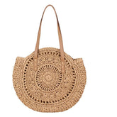 Round Straw Handmade Woven Shoulder Bag Raffia circle Vacation Casual Bags