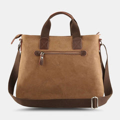 Men's Retro Canvas Crossbody Bag, Multi-pocket, Wear-resistant, Large Capacity, Zipper Shoulder Handbag