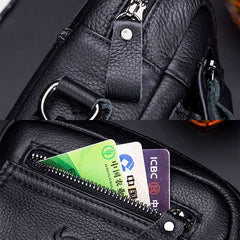Men's Waterproof Genuine Leather Crossbody Bag with Multi-Layers