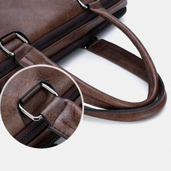 Men's Vintage PU Leather Anti-Theft Business Messenger Crossbody Shoulder Bag