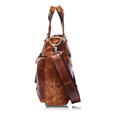 Retro Mens Bag Fashion Business Handbag Durable Real Leather Shoulder Bag