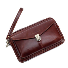 Men's Genuine Leather Large Capacity Business Clutch Bag for Office