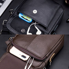 Men's Waterproof Genuine Leather Crossbody Bag with Multi-Layers