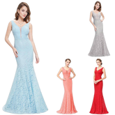 Elegant Lace V-Neck Mermaid Prom Dress for Christmas
