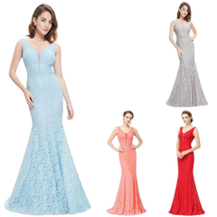 Elegant Lace V-Neck Mermaid Prom Dress for Christmas