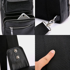 Men's Vintage PU Leather Multi-pocket Crossbody Sling Bag