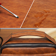 Men's PU Leather Anti-theft Multi-pocket Crossbody Messenger Bag