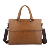 Men's Vintage Leather Anti-theft Waterproof 14" Laptop Briefcase Crossbody Bag