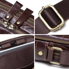 Men's Vintage Leather Business Crossbody Bag - Large Capacity Multifunctional Shoulder Messenger