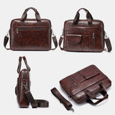 Men's Anti-theft Multi-pocket Crossbody Bag, Retro 13.3" Laptop Messenger & Shoulder Briefcase