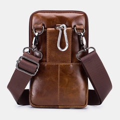Retro Leather Zipper Phone Bag - Waist & Shoulder Carry