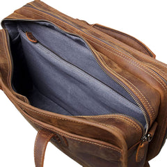 Men Vintage Multifunction Wear-Resistant Faux Leather Large Capacity Business Briefcases Handbag