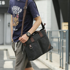 Men's Vintage Canvas Crossbody Bag - Large Capacity, Multi-pocket, Zipper Handbag & Shoulder Bag
