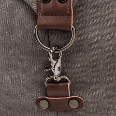 Men's Canvas PU Leather Multi-Pocket Travel Duffle Shoulder Bag