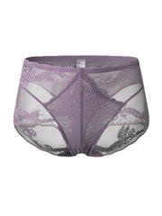 Women's High Waist Floral Lace Lingerie Panties - Breathable & See-Through