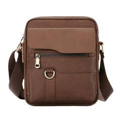 Men's Vintage Leather Crossbody Bag - Large Capacity, Fits 6.5" Phone, Casual Shoulder Messenger Bag