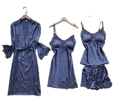 Sexy Women'S Robe & Gown Sets Lace Bathrobe + Night Dress 4 Four Pieces Sleepwear