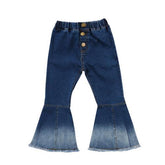 Toddler Kids Girls Denim Bell Bottom Pants Jeans And Wide Leg Trousers
