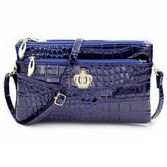 Pu Diamond Crown Crossbody Shoulder Zipper Handbag