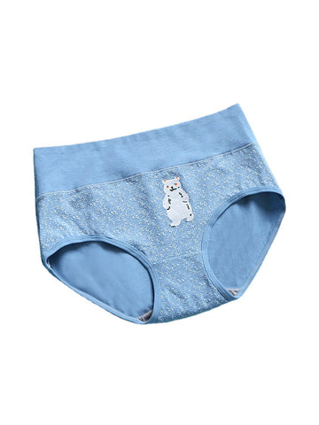 1PCS Women Cartoon Bear Letter Print Elastic Cotton Breathable Cozy Panties