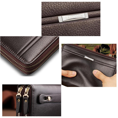 Business Men Leather Clutches Bag Handbag Wallet Purse Mobile Phone Card