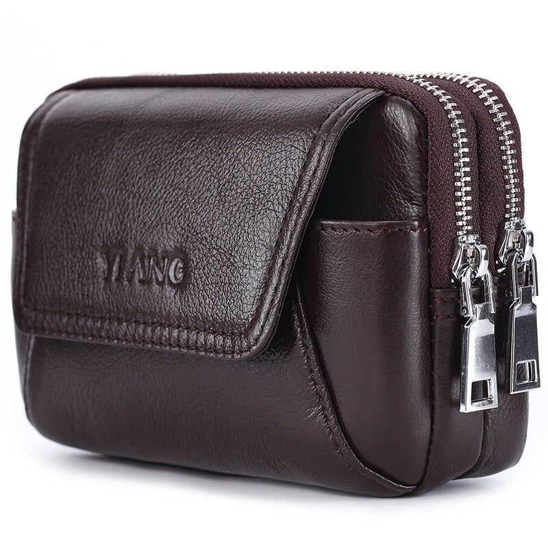 Men Genuine Leather Waist Bag Phone For Outdoor Travel Daily