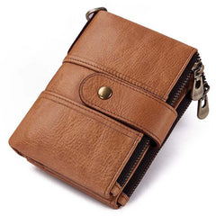 Men RFID Genuine Leather Coin Bag Detachable Card Holder Wallet