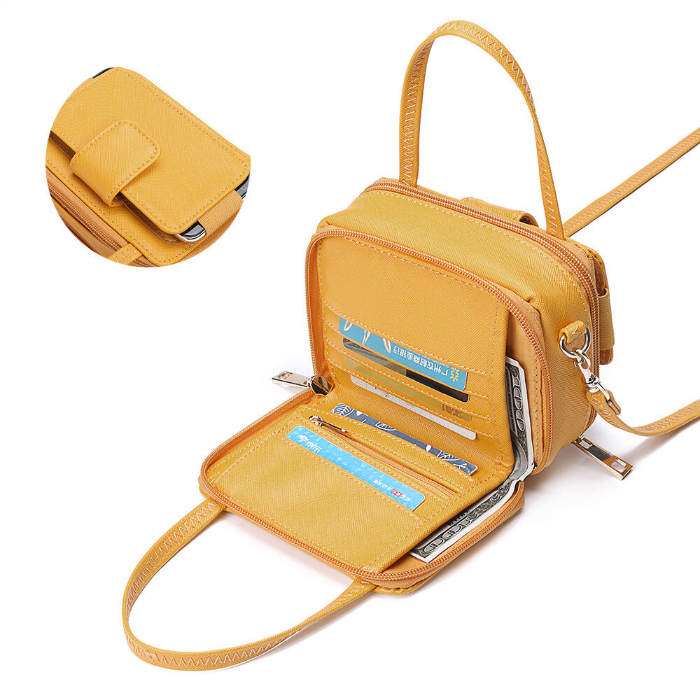Women Square 6 Card Holders Phone Bag Lightweight Multi-Pocket Crossbody