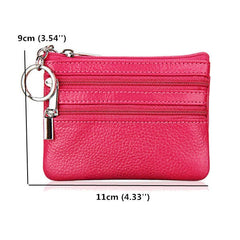 women genuine leather double zipper card holder clutch wallet candy color coin bags