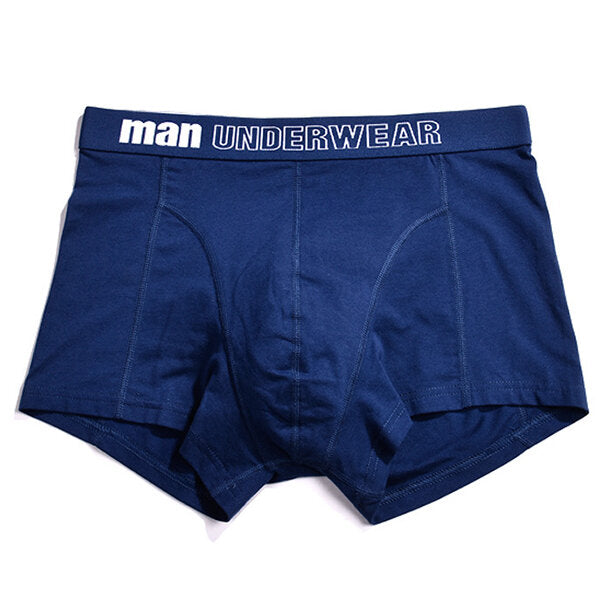 Mens Cotton Breathable Casual U Convex Underwear Pure Color Mid Rise Boxers