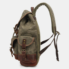 Men Vintage Canvas Leather Wear-resistant Anti-theft Waterproof Backpack Leisure Travel Bag