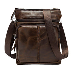 Men Genuine Leather Multi-pocket Casual Business 6.3Inch Phone Bag Crossbody Bags First Layer Cowhide Shoulder