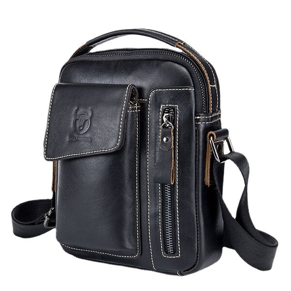 Genuine Leather Business Messenger Bag Vintage Mini Shoulder Crossbody For Men