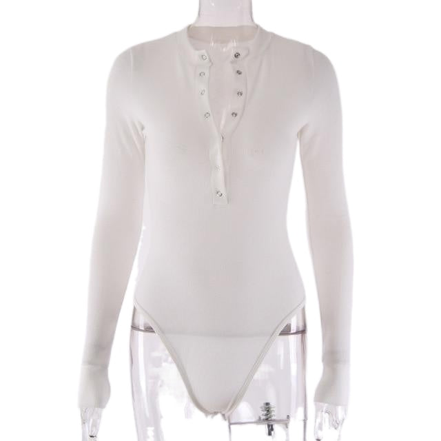 Casual Sexy Ladies' Long Sleeve V-neck Knitted Bodysuit One Pieces