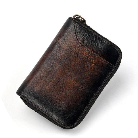 RFID Blocking Vintage Genuine Leather 12 Card Slots Wallet Card Holder For Men