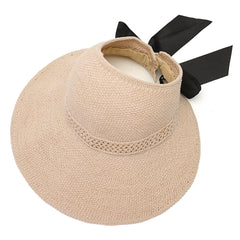 Women UV Protection Straw Hat Wide Brim Bucket Hats Round Flat Caps Beach Holiday Cap