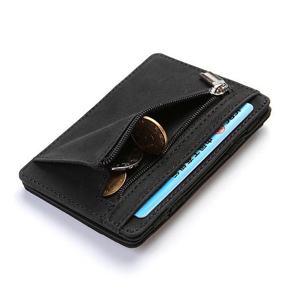 Men Faux Leather Creative Magic Wallet Zipper Coin Bag