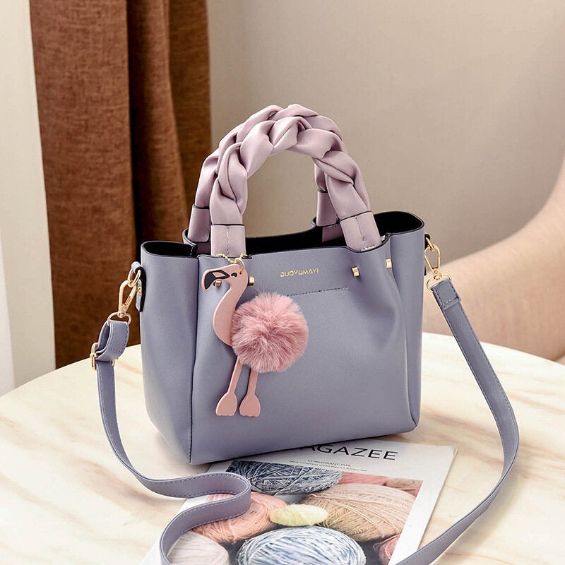 Women Fashion Handbag Crossbody Bag Shoulder Bag Flamingo Pendant Toe