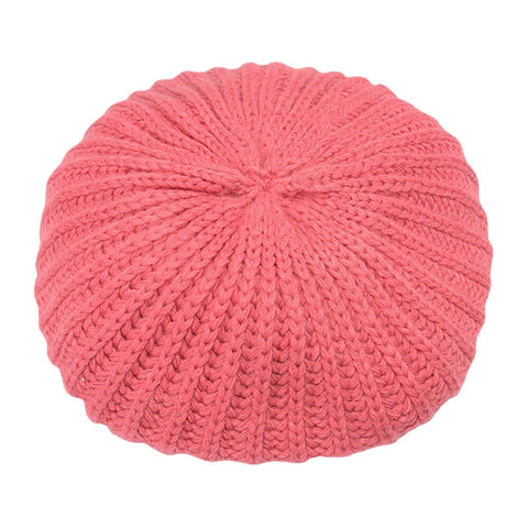 Women Rabbit Hair Blend Knitted Hat Solid Color Thicken Warmth Beret Cap
